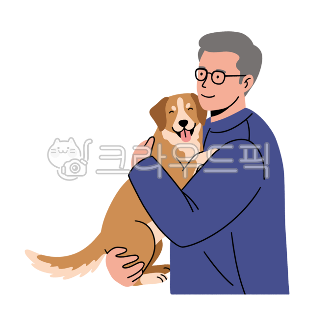 강아지,남성,포옹,반려동물케어,보호자,유대감,사랑,동반자,중년남성,안경,위로,행복,우정,정서지원,동물애호가,펫테라피,교감,반려견애정,따뜻함,평온한순간