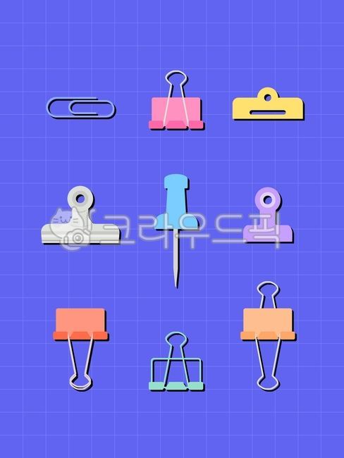 필기구,학용품,사무용품,일러스트,플랫,벡터,클립,집게,바인딩,핀,문구류