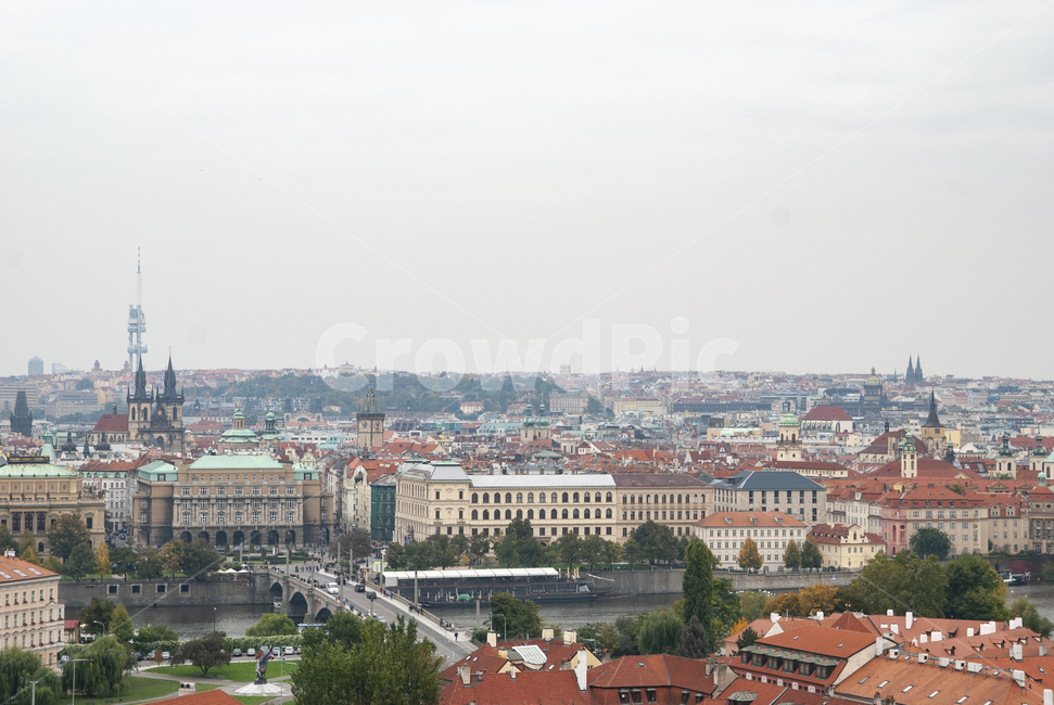 프라하,전경,빨간지붕,프라하시내,체코,praha,prague,흐린날