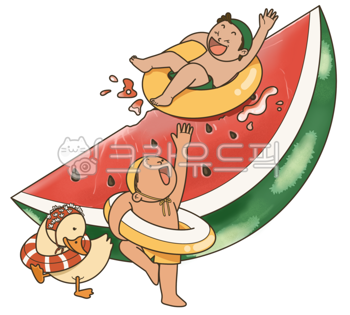 water play,tube,fruit,duck,Summer Vacation,watermelon,summer