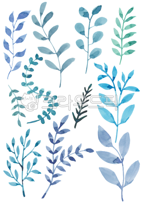 color,pattern,simple,branch,summer,spring,leaves,season,green,handwork,texture,leaf,blue,background,various,plant,Watercolor,Indigo,colorful