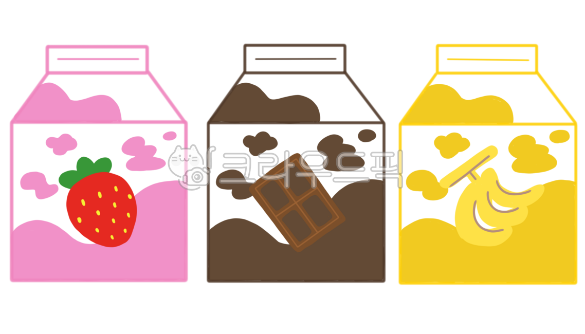 우유,바나나우유,초코우유,딸기우유,다양한우유,딸기,초코,바나나,우유그림,우유일러스트,어린이간식,간식,음료