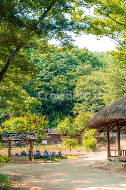 장독대,자연,전경,풍경,초가,초가집,정자,나무,초록,거리,옛,옛스러움