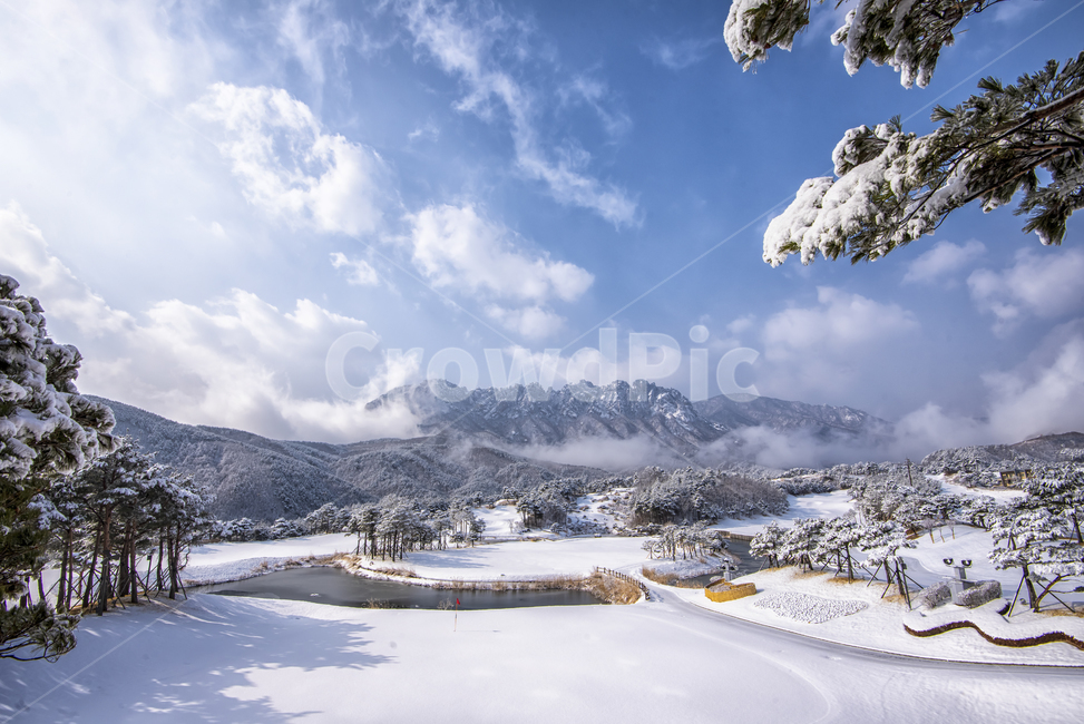 설악산,울산바위,골프장,델피노cc,설경,흰눈,호수,겨울,계절,winter,season,자연,풍경,nature,landscape