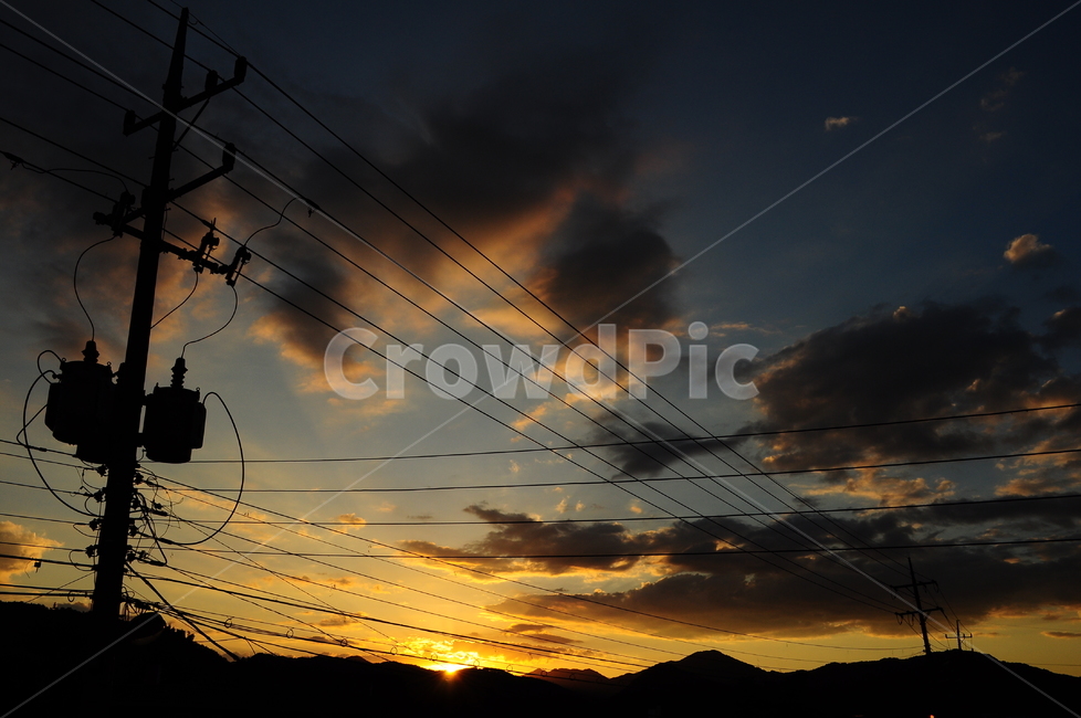 자연,노을,전봇대,전신주,구름,하늘,시골풍경,전기줄,시골,자연,풍경,nature,landscape,cable,케이블