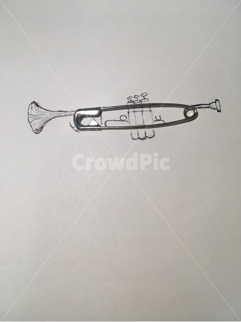 트럼펫,클립,악기,그림,스케치,일러스트,포토샵,아이디어,악기,음향기기,musical instrument,musical equipment