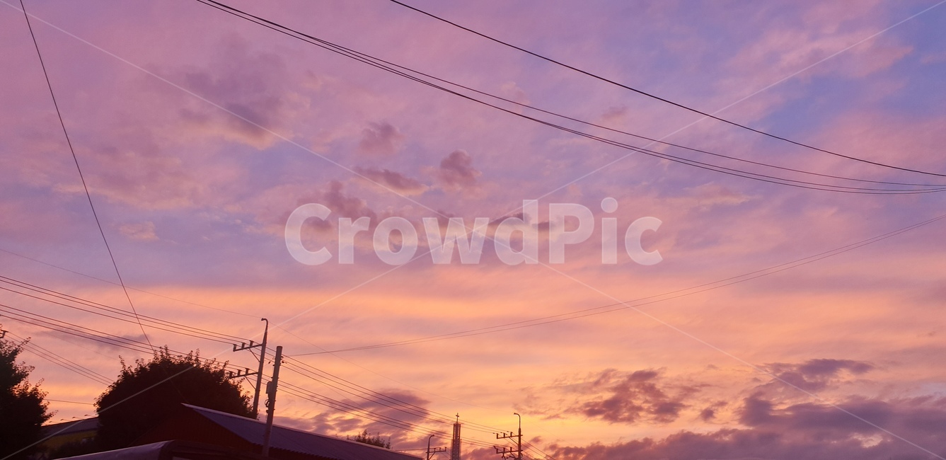노을,구름,전깃줄,하늘,해질녘,여름저녁,sunset,sky,색감