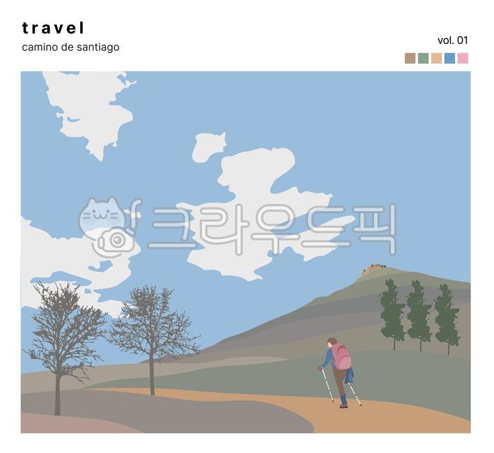 하늘,걷기,모래언덕,자연,경관,여행,걷다,마운튼,여자,산,하이킹,건조한,고개,일러스트,트래킹,옛성,고전적인,평화로운,나무,여행자,숲,구름,푸른하늘,시골,길,평온한,배경,중첩된,구릉,언덕,디자인,저채도,표지,책,포스터,엽서,액자,까미노,스페인