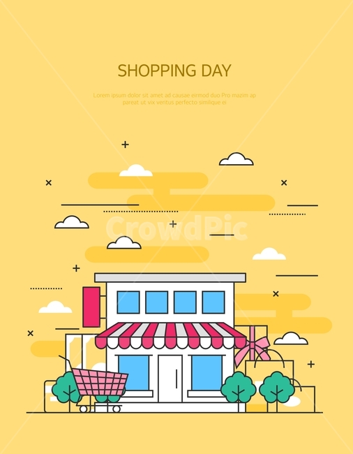 상점,가게,카트,쇼핑백,구름,쇼핑,라인,라인일러스트,쇼핑,shopping,그래픽,일러스트레이션,graphic,illustration