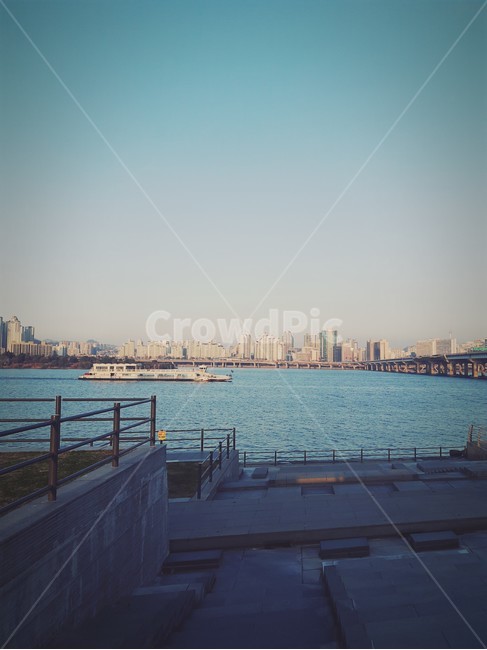 난간,한강,하늘,서울,여의도