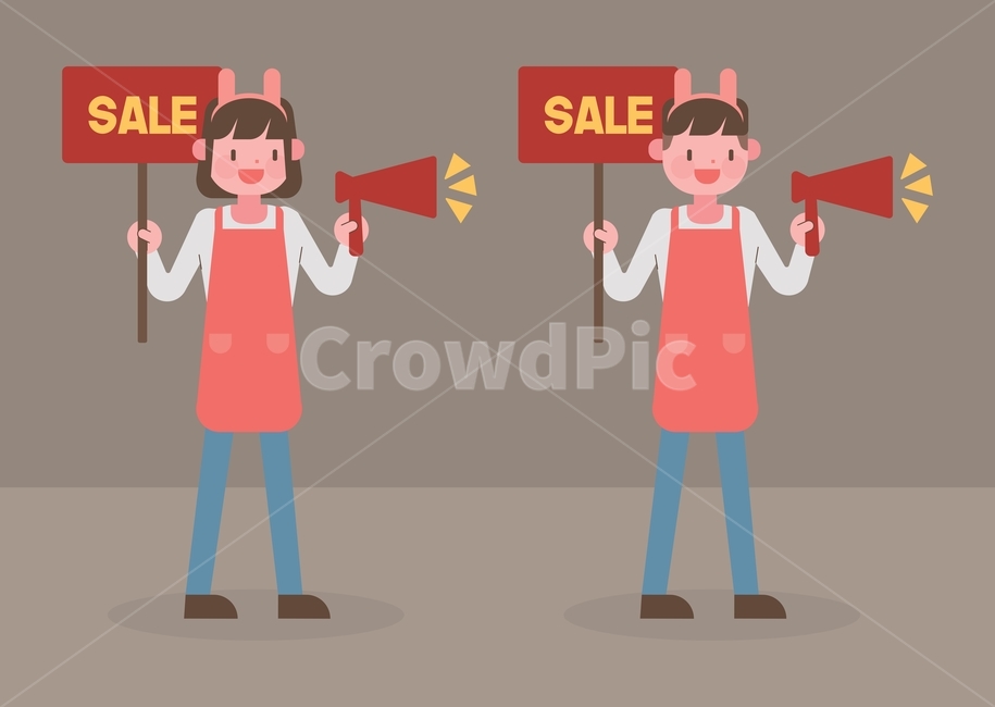 알바,아르바이트,알바생,아르바이트생,직업,직종,대학생,노동,수익,수입,잡,job,사람,돈,방학,상황,포즈,일러스트,벡터,캐릭터,귀여운,심플한,세일,홍보,간판,표지판,확성기,이벤트,머리띠,유니폼,분홍색,할인,웃음,서비스,그래픽,일러스트레이션,graphic,illustration