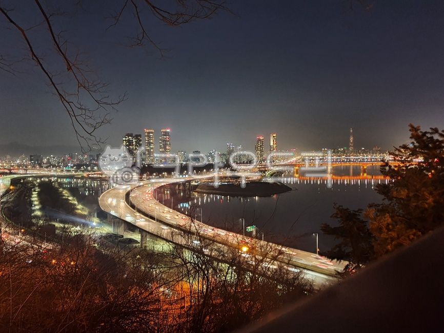night view,Seoul night view,Han River night view,Han River,Street lamp