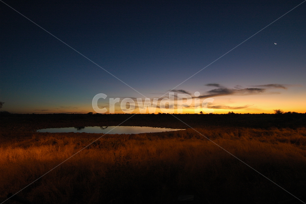 아프리카,트러킹,노을,야경,고요함,워터홀,초승달,africa,sunset,horizon,crescent,water,자연,풍경,nature,landscape,야경,밤,nightscape,night,outdoors,옥외,land,땅