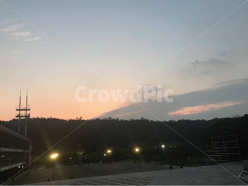 하늘,노을,풍경,공원,운치,자연