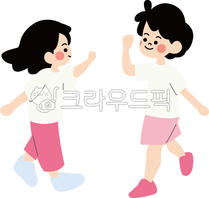 인사,안녕,잘가,하이파이브,아이,어린이,남매,친구