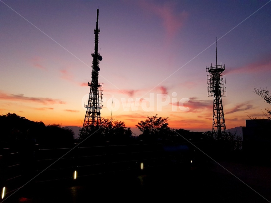 부산,노을,부산황령산,황령산,전망대,전신주,붉은노을,가을,실루엣,그림자,silhouette,shadow,산업,industry,industrial,에너지산업,energy industry