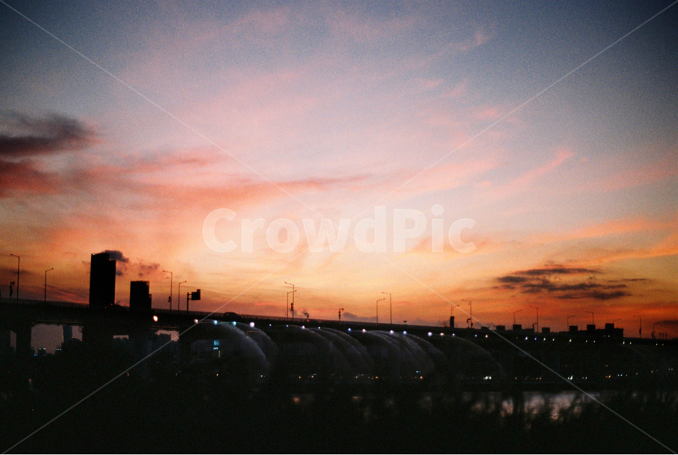 노을,하늘,한강,한강공원,다리,한강다리,구름