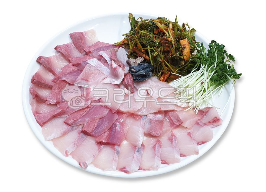 platter,Raw seasoned stew,radish,tuna sashimi,defense club,food,Belly Fat,Seasoned water parsley,meal,defense,dish,cooking,antidefense club