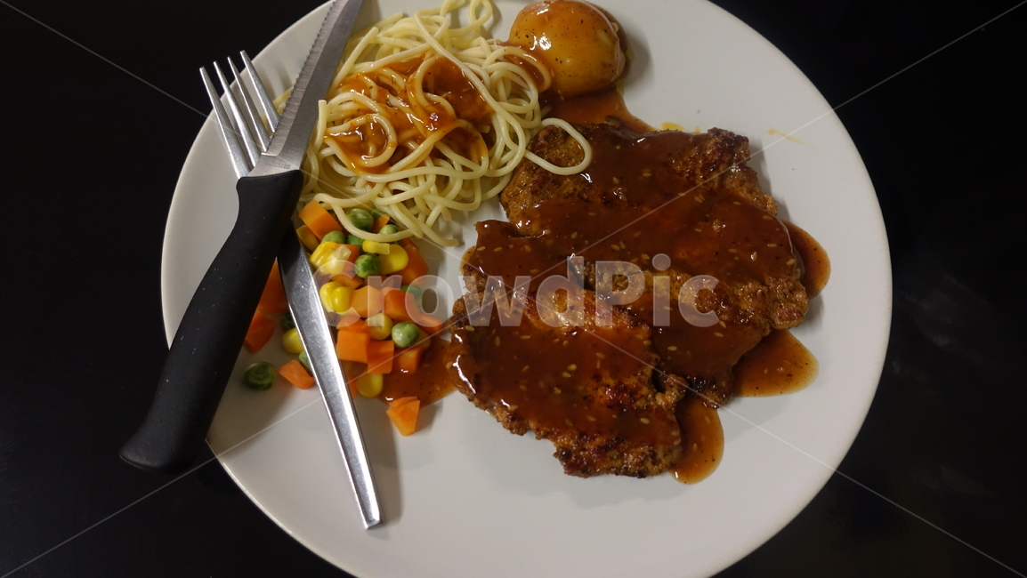 스테이크,스파게티,경양식,포크,나이프,식사,food