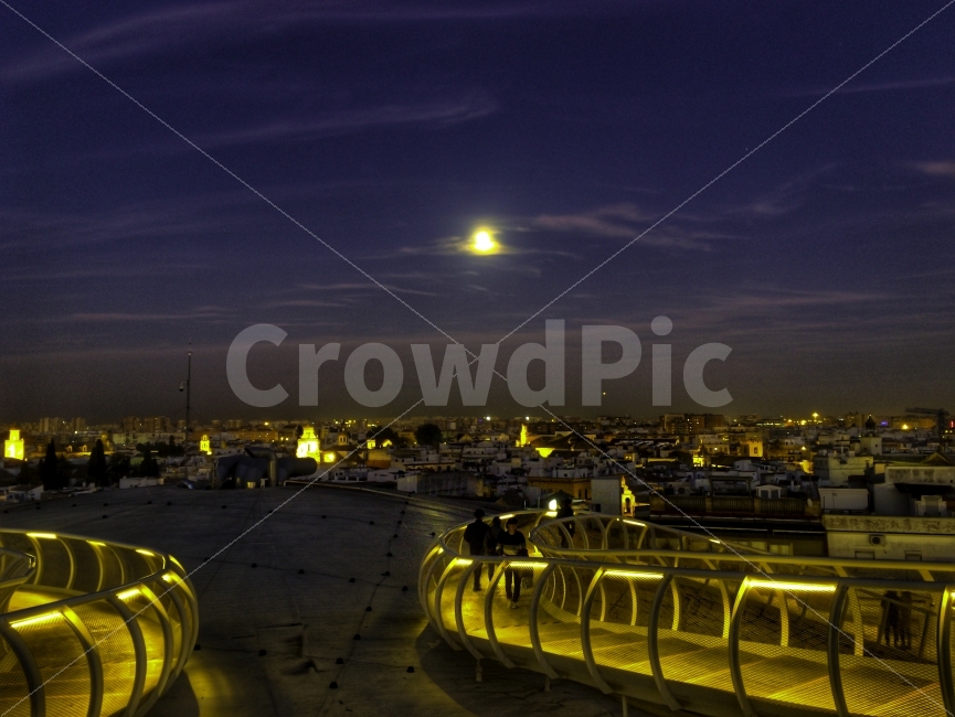 night view,Metropol Parasol,travel,Seville,Spain