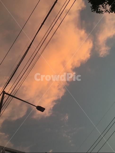 노을,분홍하늘,뭉게구름,필카,전선,가로등,갬성,자연,풍경,nature,landscape,cable,케이블,power lines,전력선,electric transmission tower,송전탑