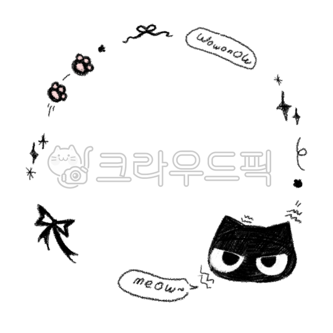 cute,cat,black,frame,template,memo,background,stationery,png,illustration,hand drawing,paw,goodnote
