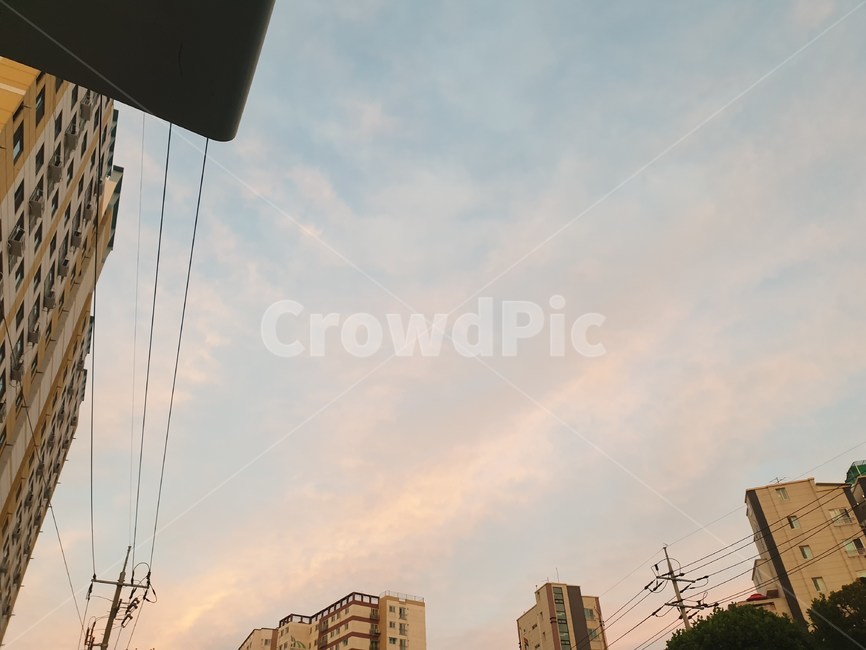 하늘,건물,노을,구름,sky,cloud,전깃줄,전봇대