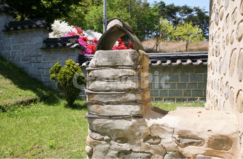 굴뚝,꽃,기와,고건축,한국적,건축,한국적인정서,담장