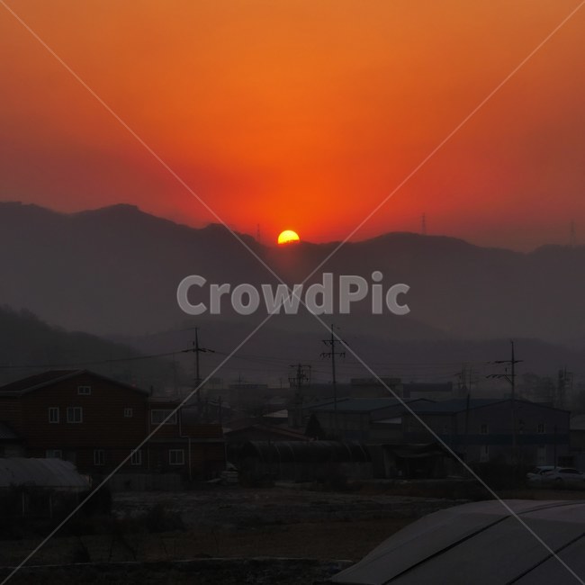 아침,아침햇살,산,마을,하늘,시골,마을,풍경,landscape,country,rural,town