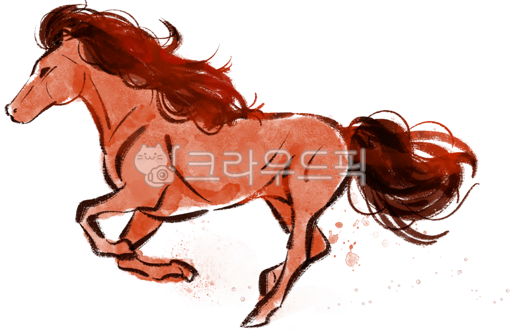 빨간말,말,빨간말의해,병오,병오년,동물,포유류,일러스트,드로잉,수채화,red,horse