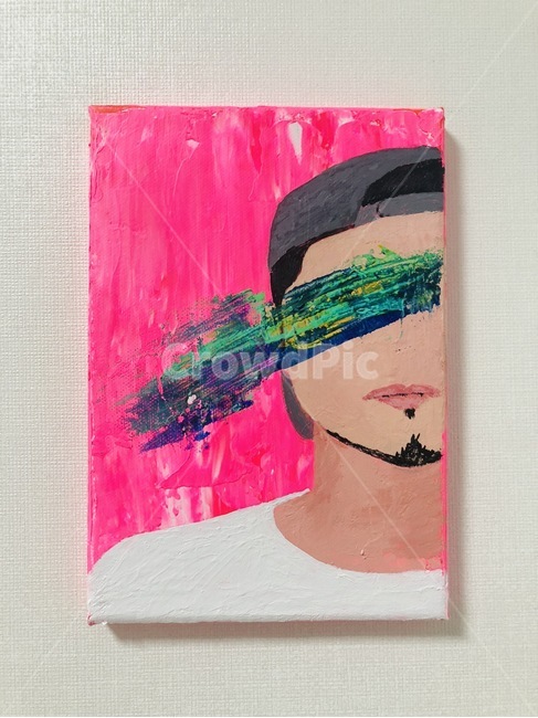 초상화,아크릴물감,턱수염,아트,핑크배경,예술,art