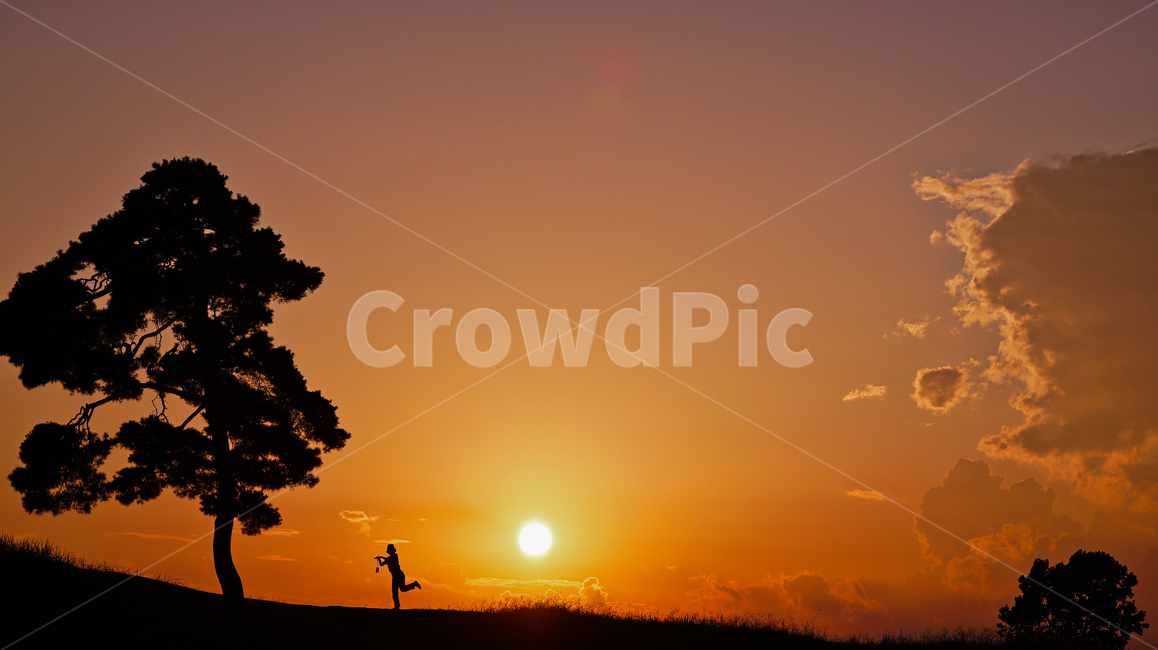 노을,야경,붉은노을,들판,잔디,가을하늘,가을,실루엣,그림자,silhouette,shadow
