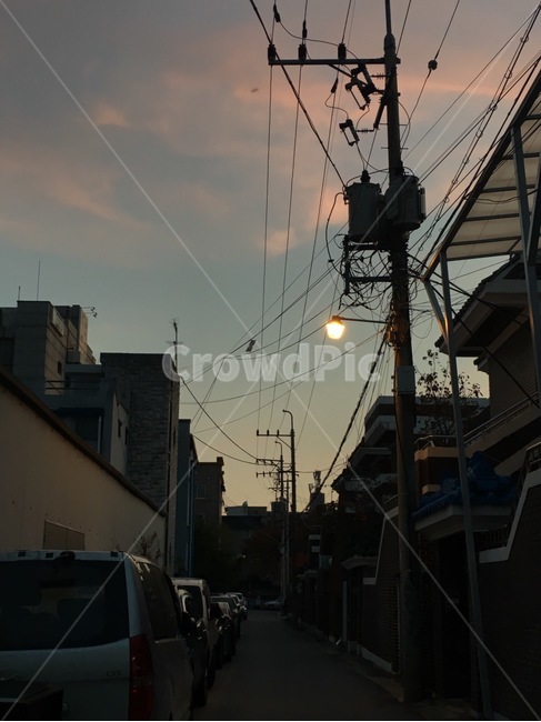 노을,주황,감성,자연,휴식,sky,red,구름,저녁,색감,하루,전봇대