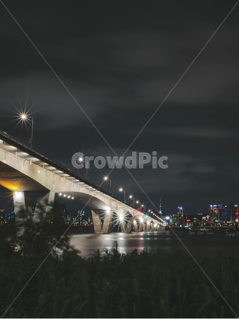 night view,Wonhyo Bridge,light,bridge,Han River