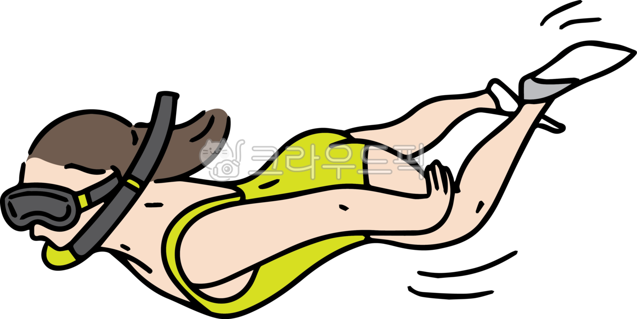 일러스트,스노클링,바다수영,수영,휴가,휴양지,여름레저,액티비티,수영복,잠수부,잠수,오리발,여름