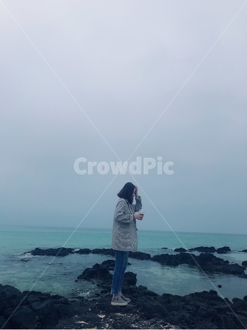 바다,여자,제주도,설렘,해수욕장,여행