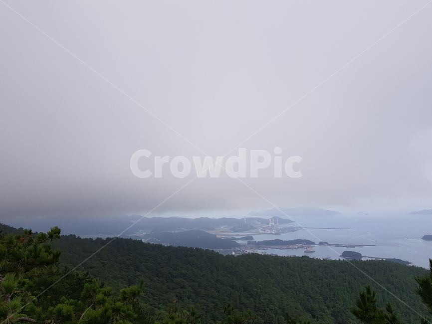 산,정상,구름,흐림,경치