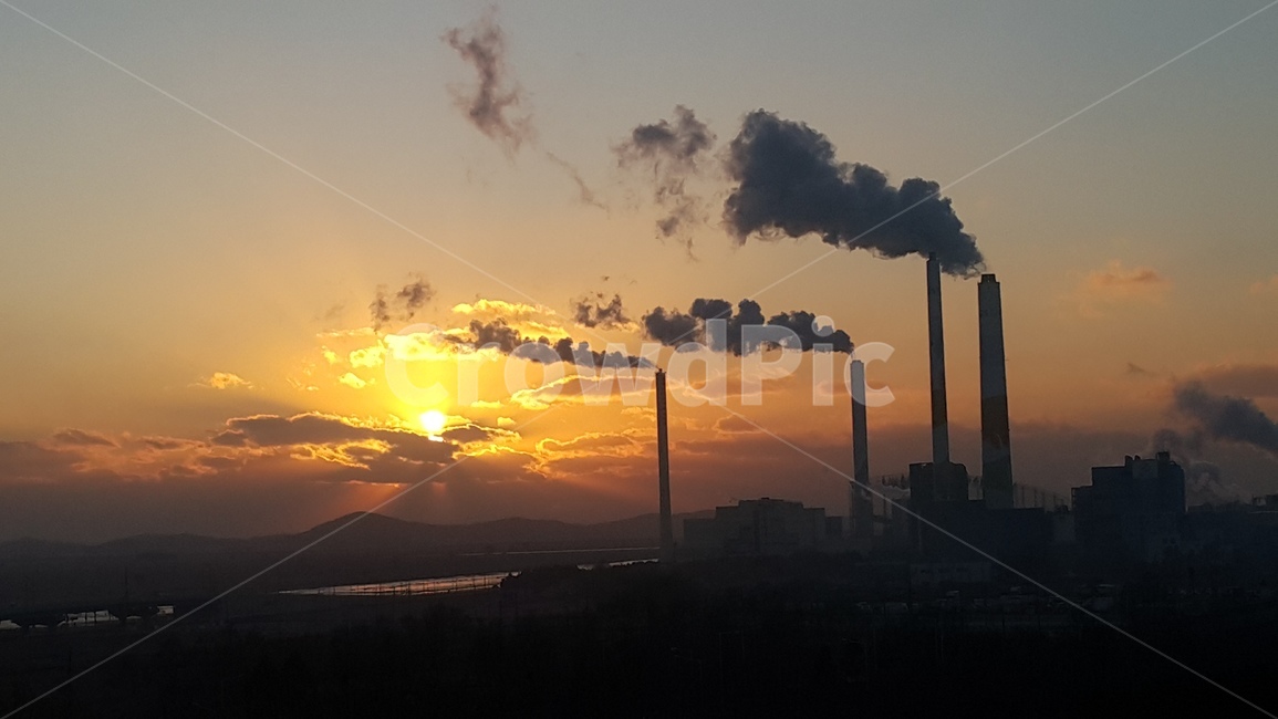 노을,하늘,구름,발전소,태양,서해,붉은,sun,sunset,cloud,sky,산업,industry,industrial