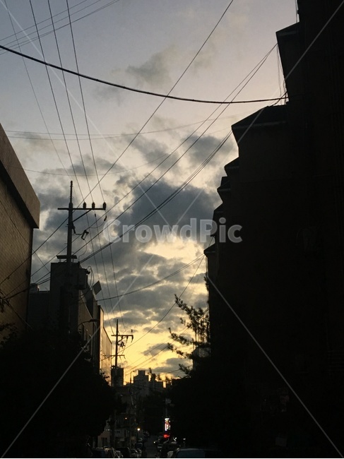 골목길,어느날,해질녘,구름,노을
