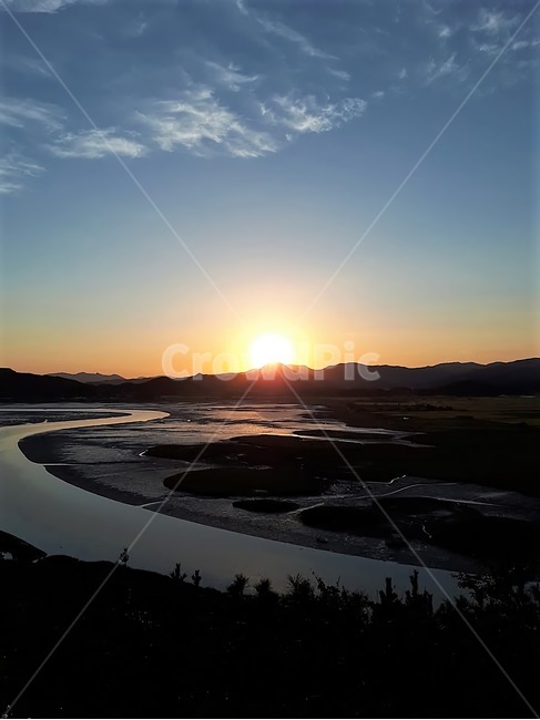 순천만습지,정상,노을,해,강,하늘,구름,나무,산정상,순천만생태공원