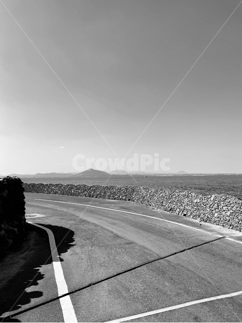 아스팔트,asphalt,도로,road,우도,제주도,흑백