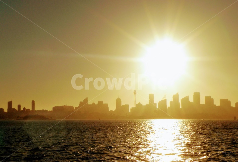 sunset,skyline,Sydney,building