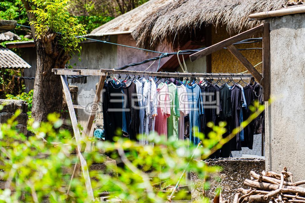 빨랫줄,빨래,건조,빨래감,동남아,세탁