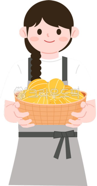 앞치마,여자,긴머리,주부,아르바이트,직업,직원,알바,반팔,근로자,과일,참외,참외바구니