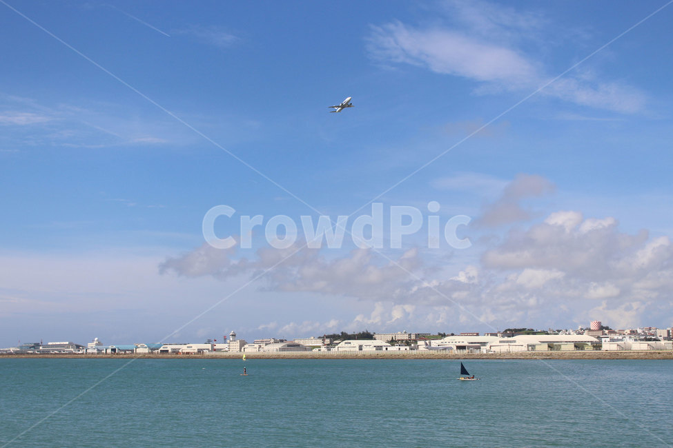 일본,자연,바다,하늘,비행기,japan,sea,sky,airplane,background,도시,풍경,city,landscape,leisure activities,레저 활동,adventure,모험