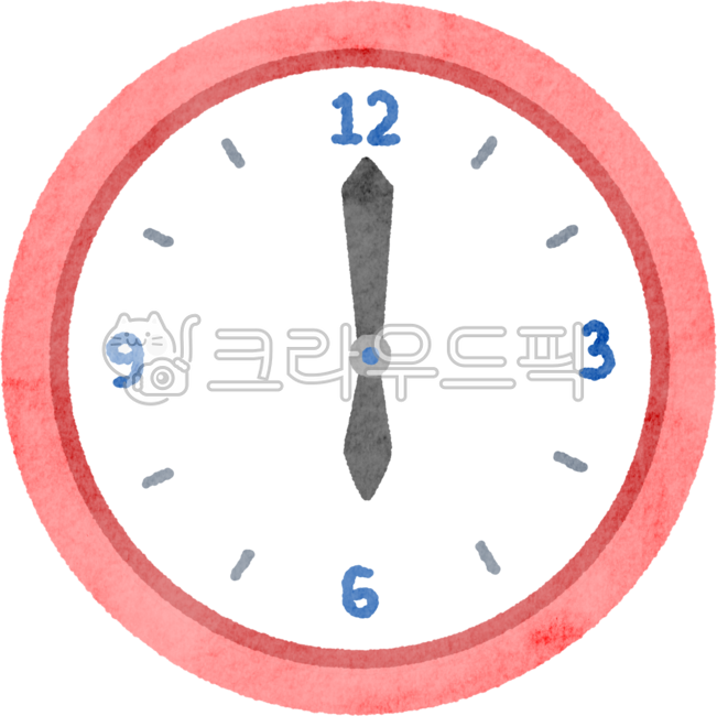 manijun,clock,analog clock,time,12 o'clock,on the hour,appointment,lunch time,round clock,number clock,deadline,time concept,time,illustration,watercolor,hand drawing,time study,daily necessities,schedule,time management,daily rout