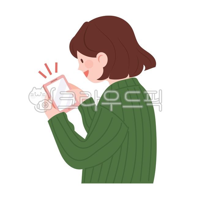 스마트폰,여자,사람,여성,인물,캐릭터,벡터,사용,휴대폰,핸드폰,화면,일러스트,옆모습,그래픽,일러스트레이션,graphic,illustration