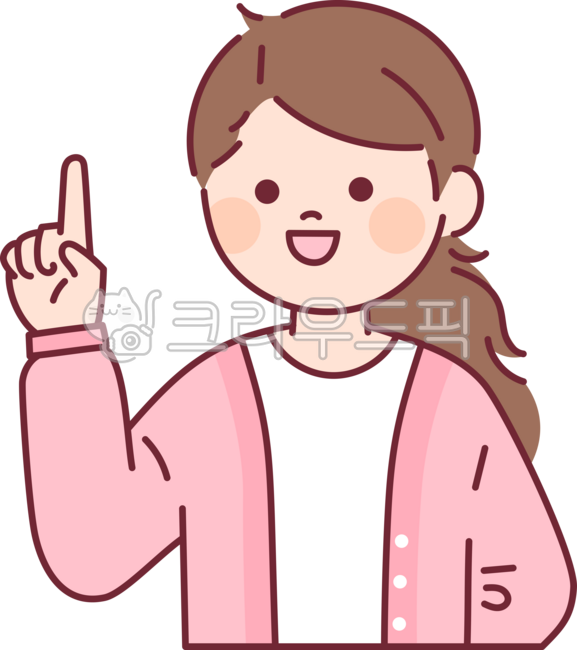 외곽선,심플,단순한,일러스트레이션,여성,상반신,정면,스타일,패션,캐릭터,귀여운,손가락,가리키다