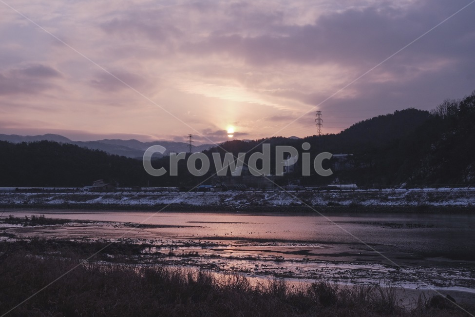 일몰,일출,강가,소양호,호수,겨울,계절,winter,season,시골,마을,풍경,landscape,country,rural,town,감성,sensible,feeling