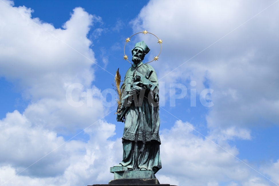 luck,CharlesBridge,Charles Bridge,Vltava River,wish,cloud,tradition,cultural property,Europe travel,sky,sightseeing,travel destination,Gold,famous,saint,star,Europe,tourist destination,cross,statue,heritage,sculpture,cultural heritage,Prague,religion,Nepo